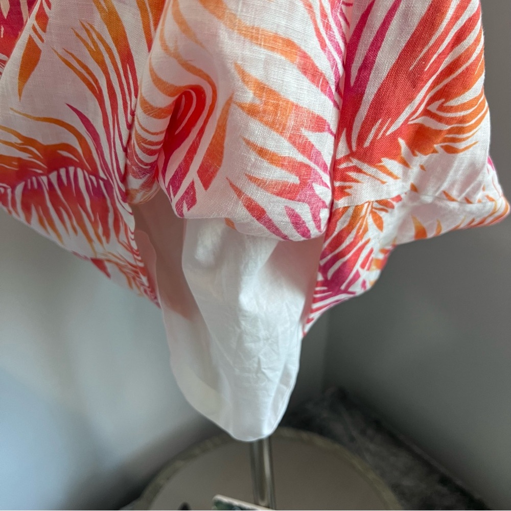 J. Jill 12 Pink Orange Tropical Linen Sleeveless Shift Dress - Picture 11 of 17